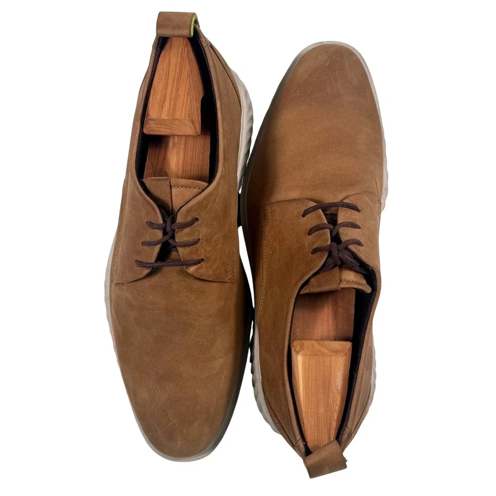 ECCO Mens ST.1 Hybrid Lite Cognac Brown Nubuck Leather Derby Shoes Size 42 US 8